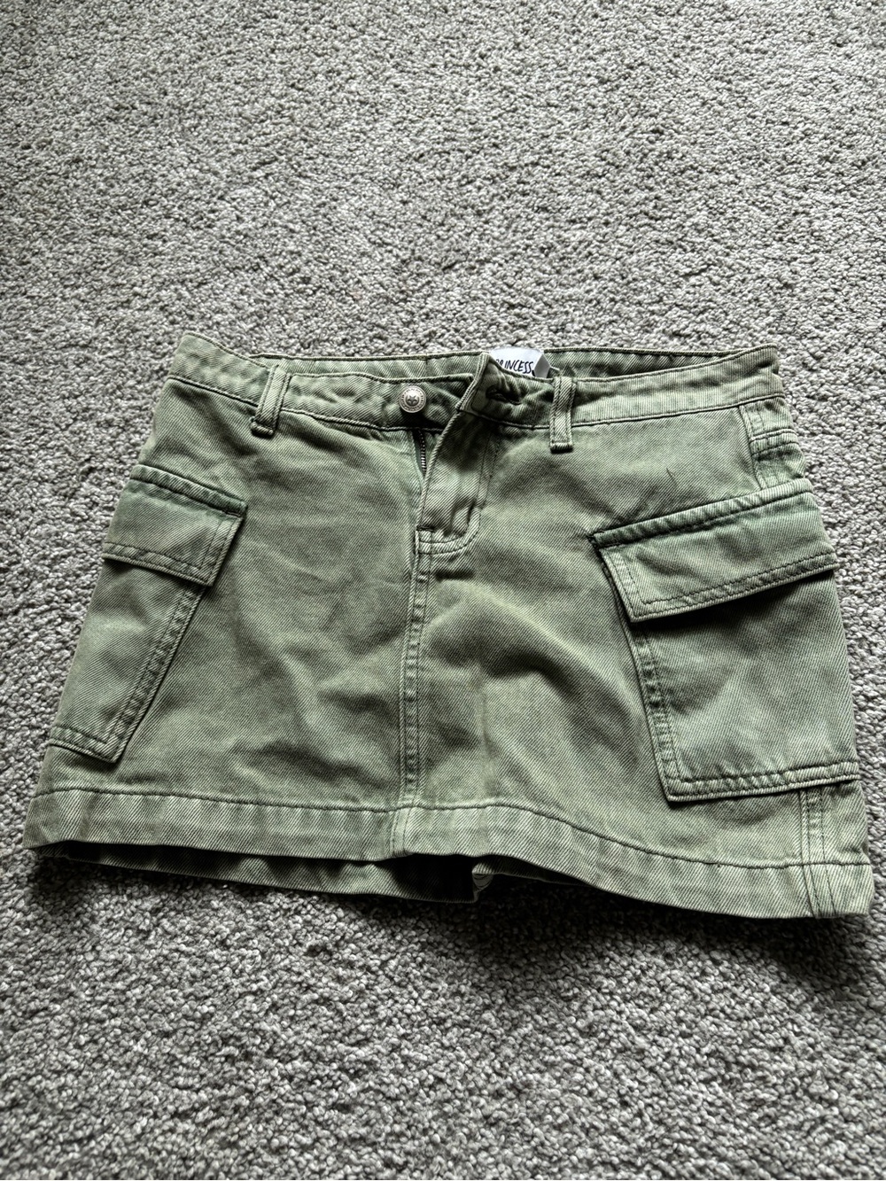 Green Cargo Mini Skirt Princess Poly